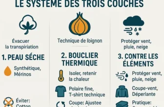 Système des trois couches pour courir en hiver : respirant, isolant thermique et veste coupe-vent.