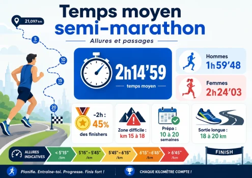 Temps moyen d&rsquo;un Semi-marathon : Moyenne allures
